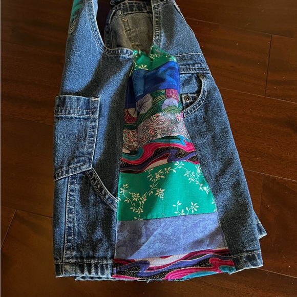 denim patchwork overalls baby grateful festival dead head bolt 💚⚡️💙 cute co. - Picture 6 of 9
